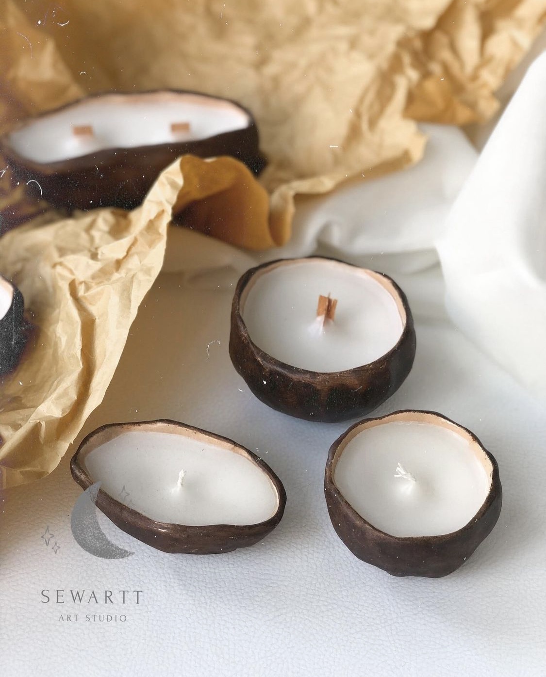 شمع سفالی طرح نارگیل