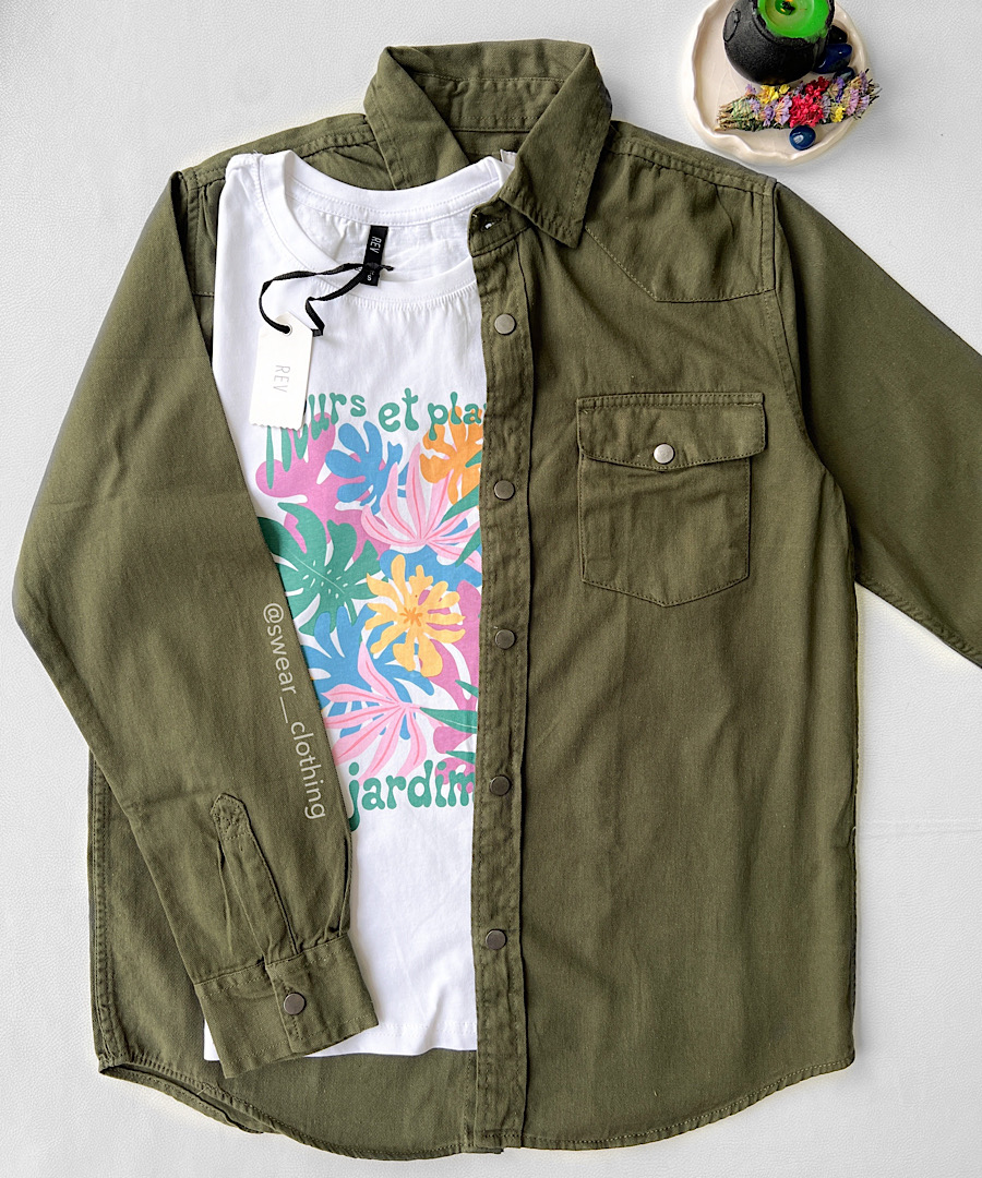 شومیز کتان سبز ترک