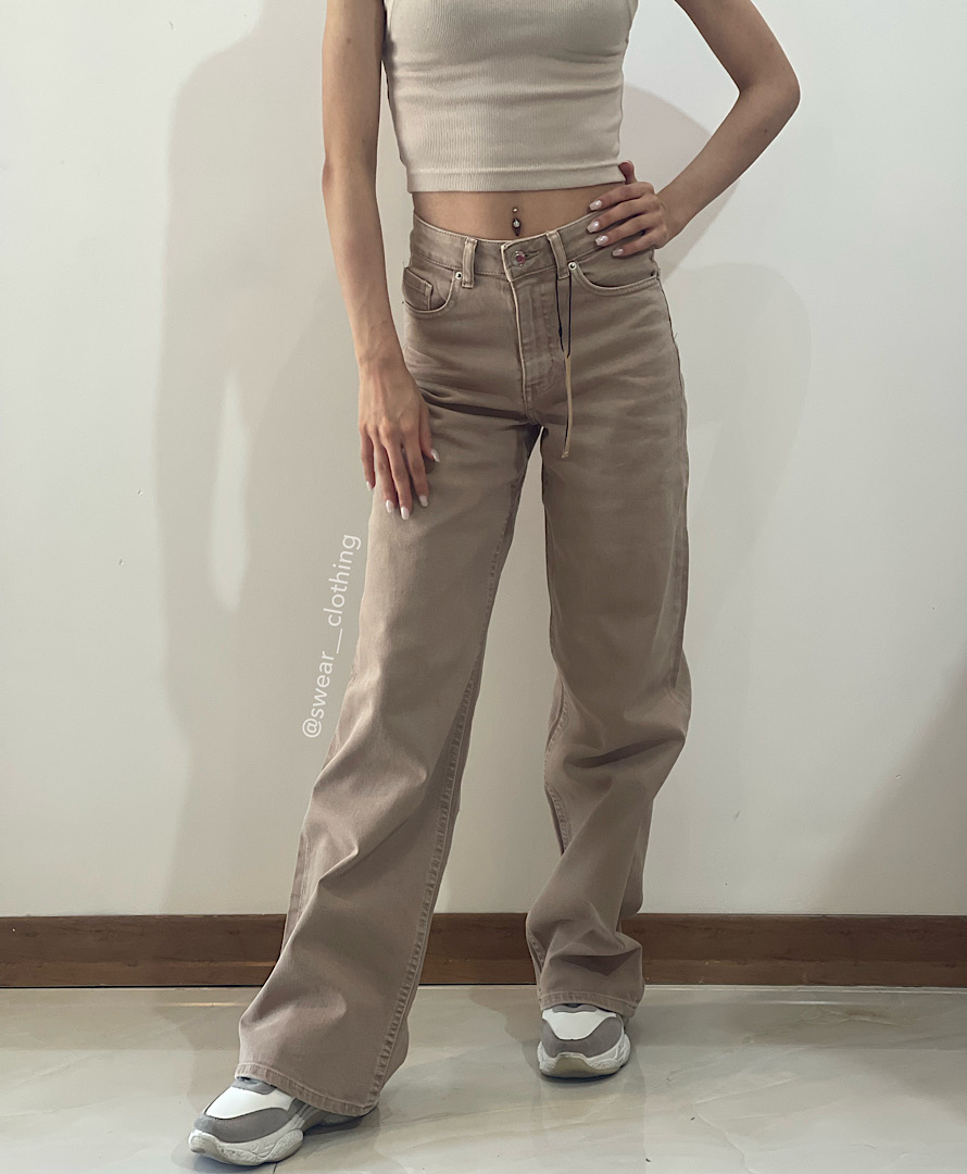 شلوار نیم بگ کرم رنگ tally weijil