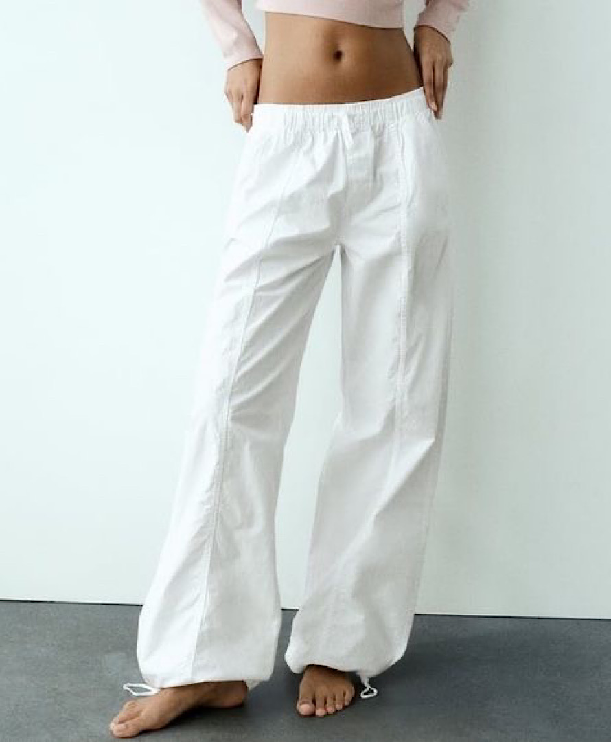 شلوار پاراشوت زارا سفید