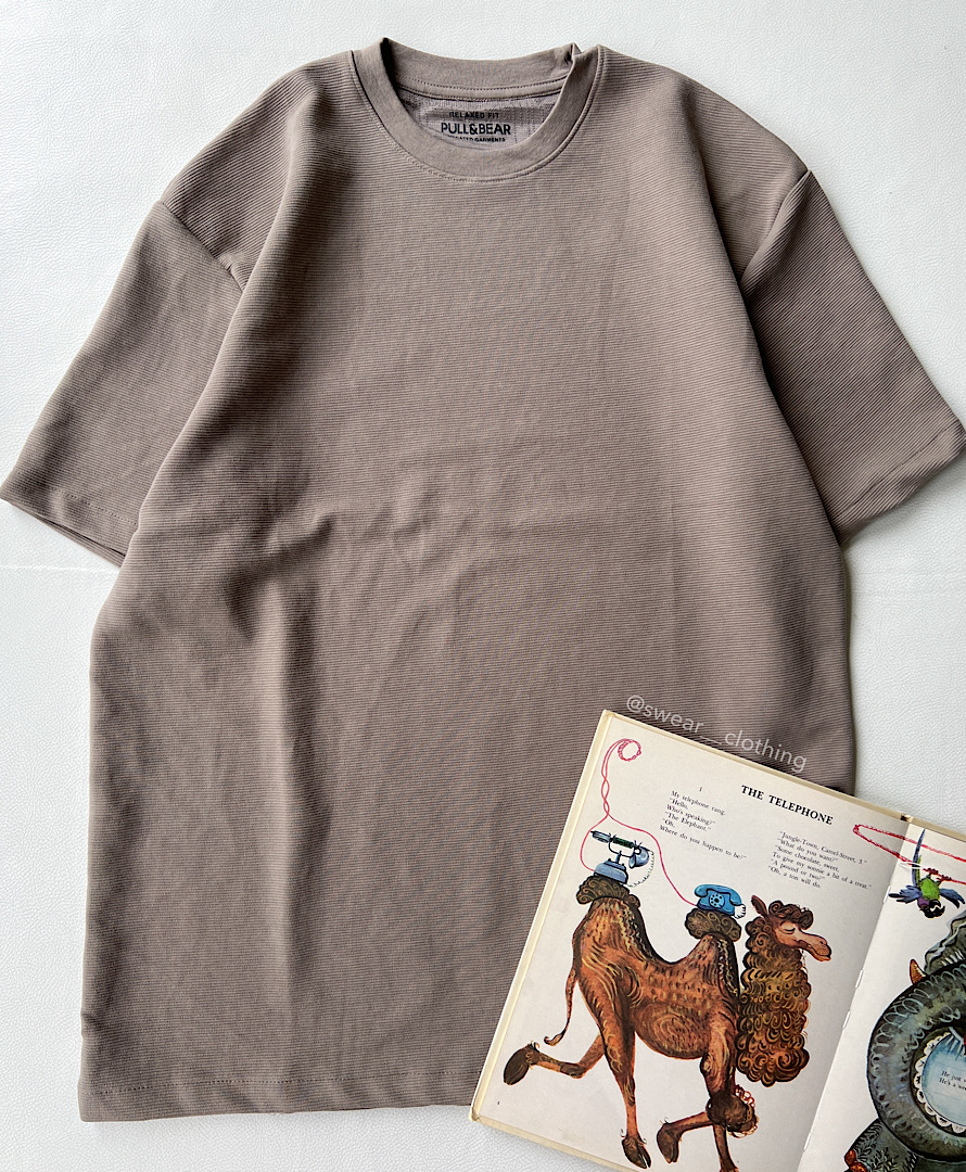 تیشرت pull&bear بیسیک نسکافه ای