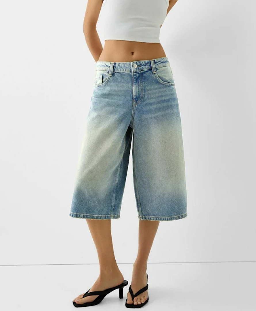 شلوارک بگی برشکا آبی چرک