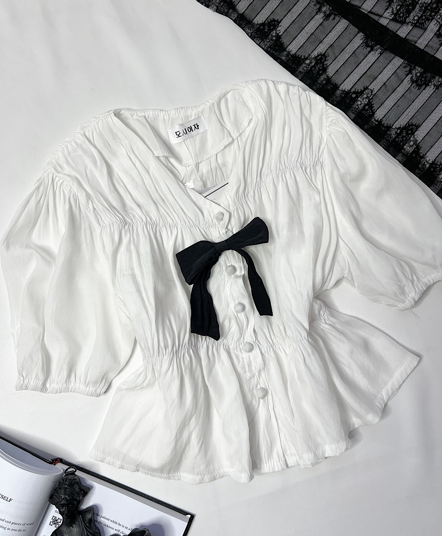 شومیز آستین پفی پاپیونی