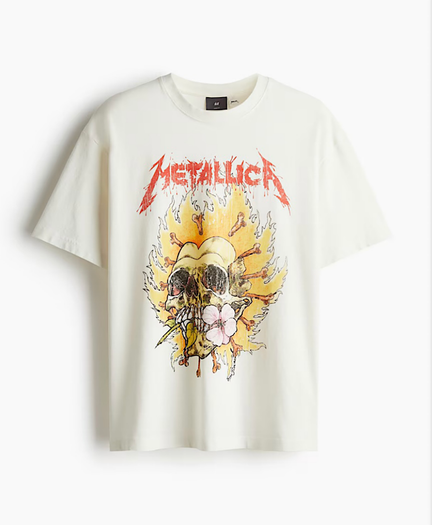 تیشرت شیری متالیکا H&M