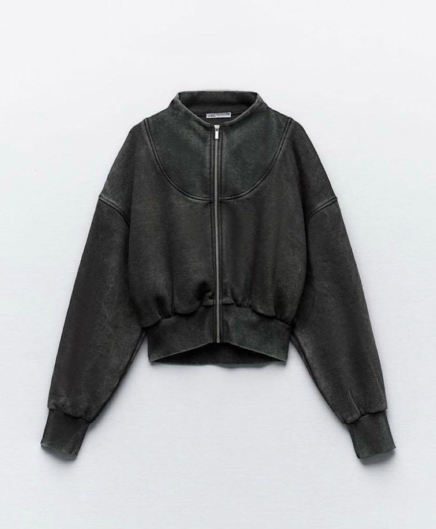 کراپ سویشرت سنگشور زارا ذغالی