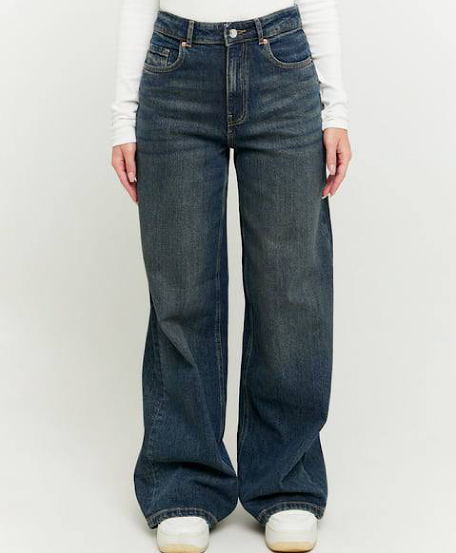 شلوار واید لگ تالی رنگ سرمه ای کثیف شور